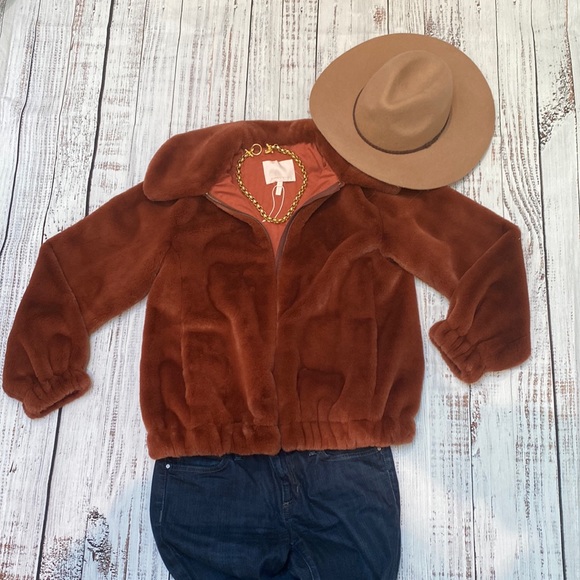 Rebecca Taylor Soft Spice Faux Fur Bomber Jacket - Medium - Picture 2 of 8
